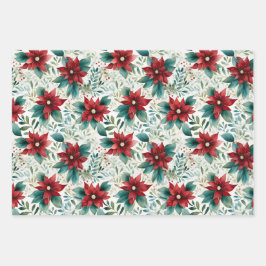ゴージャスなポインセチアのクリスマス調整 ラッピングペーパーシート
