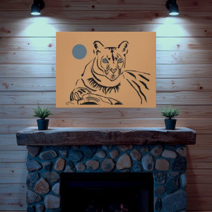 ゴージャスなミニマリストマウンテンライオンキャンバスアート キャンバスプリント