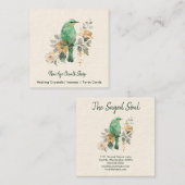 ゴージャスなミントと金ゴールドの鳥と花 スクエア名刺 (正面/裏面)