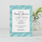 ゴージャスなミントゼブラ柄のウェディングシャワー 招待状 (スタンド正面)