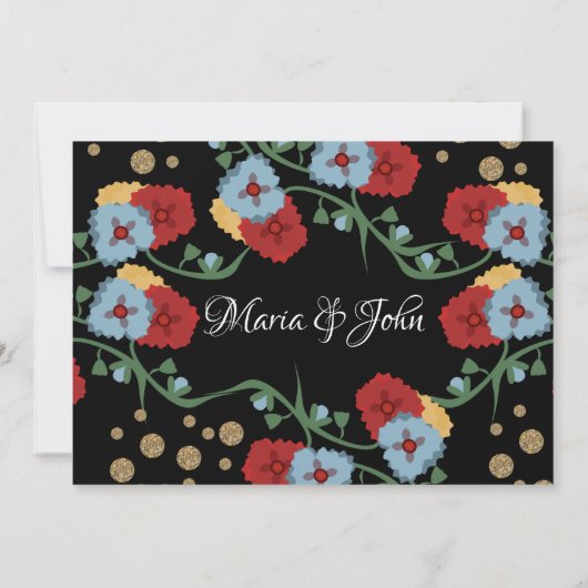 ゴージャスなメキシコの緑のつる植物フェイクグリッター 招待状 (裏面)