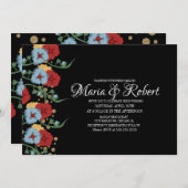 ゴージャスなメキシコの緑のつる植物フェイクグリッター 招待状 (正面/裏面)