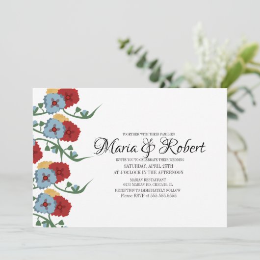 ゴージャスなメキシ結婚コの緑のつる植物フローラ 招待状 (スタンド正面)