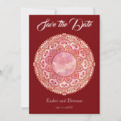 ゴージャスなメヘンディーの結婚式 Save The Date カード (正面)
