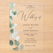 ゴージャスなモダン結婚緑 アクリル招待状 (正面)