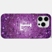 ゴージャスなモノグラム入りの紫のグリッター Case-Mate iPhoneケース (裏面 (横))