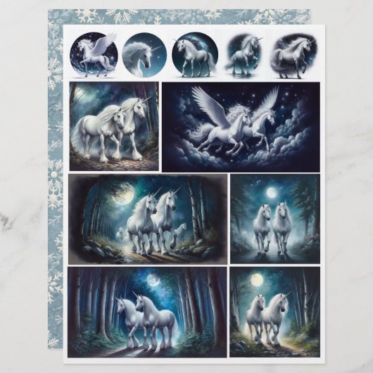 ゴージャスなユニコーンとペガサスがブルー (正面/裏面)