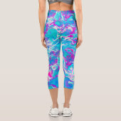 ゴージャスなライトブルーの液体大理石レギンス カプリレギンス (裏面)