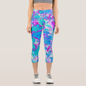 ゴージャスなライトブルーの液体大理石レギンス カプリレギンス (正面)