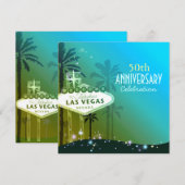 ゴージャスなラスベガスでの50周年記念結婚式 招待状 (正面/裏面)