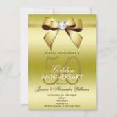 ゴージャスなリボンとボウ 50周年結婚記念日 招待状 (正面)