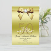ゴージャスなリボンとボウ 50周年結婚記念日 招待状 (スタンド正面)