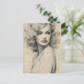 ゴージャスなヴィンテージの女性はがき ポストカード (スタンド正面)