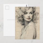 ゴージャスなヴィンテージの女性はがき ポストカード (正面/裏面)