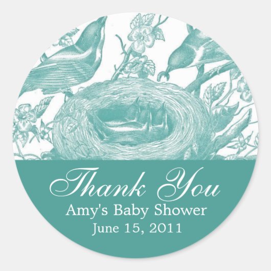ゴージャスなヴィンテージの鳥と花模様のシール ラウンドシール (正面)