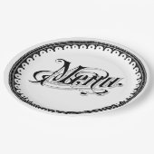 ゴージャスなヴィンテージアンティークメニューレタリング ペーパープレート (アングル)