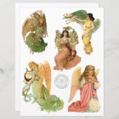 ゴージャスなヴィンテージエンジェルスフッシーカットスクラップブック紙 (正面/裏面)