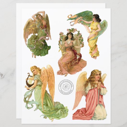 ゴージャスなヴィンテージエンジェルスフッシーカットスクラップブック紙 (正面/裏面)