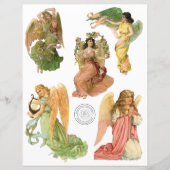 ゴージャスなヴィンテージエンジェルスフッシーカットスクラップブック紙 (正面)