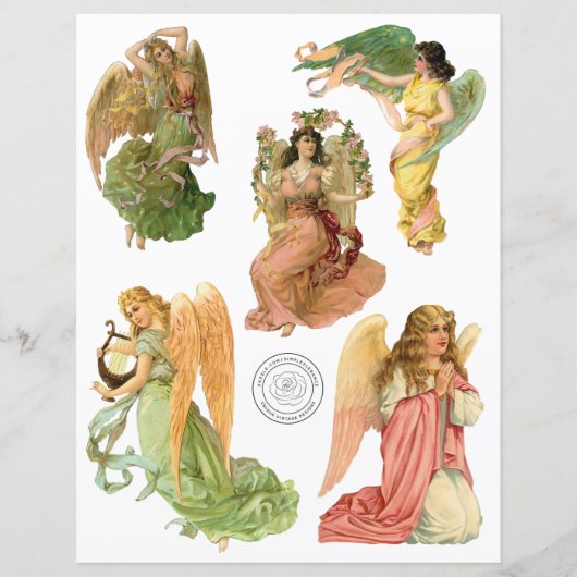 ゴージャスなヴィンテージエンジェルスフッシーカットスクラップブック紙 (正面)