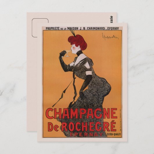 ゴージャスなヴィンテージフランスのアールヌーボーシャンパン ポストカード (正面/裏面)