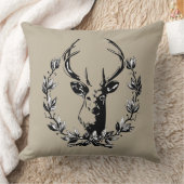 ゴージャスなヴィンテージ素朴と鹿がローレル葉に クッション (ブランケット)