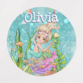 ゴージャスな人魚 |パーソナライズされた新学期 ラベル (デザイン2)