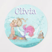 ゴージャスな人魚 |パーソナライズされた新学期 ラベル (デザイン1)