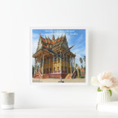 ゴージャスな仏教寺院と諺の壁時計 スクエア壁時計 (ホーム)