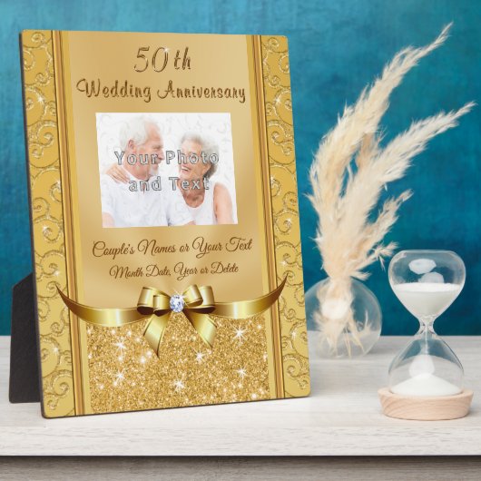 ゴージャスな写真50周年結婚記念碑 フォトプラーク (側面)