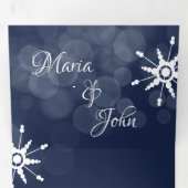 ゴージャスな冬の結婚式の雪の結晶《写真》ぼけ味ライト 三つ折り招待状 (内部最初)