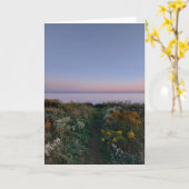 ゴージャスな夕日と花のカ空白のード カード (黄色い花)