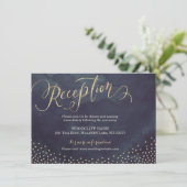 ゴージャスな夜のゴールドグリッターカリグラフィー受付カード エンクロージャーカード (スタンド正面)