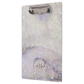 ゴージャスな大理石とグリッターの輝きモノグラムの クリップボード (左)