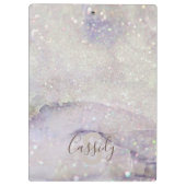 ゴージャスな大理石とグリッターの輝きモノグラムの クリップボード (裏面)