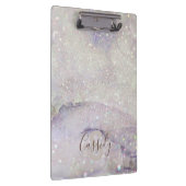 ゴージャスな大理石とグリッターの輝きモノグラムの クリップボード (右)