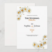 ゴージャスな大輪のデイジーの花の結婚式招待状 招待状 (正面/裏面)
