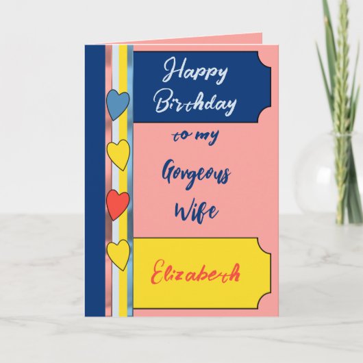 ゴージャスな妻のコーラルブルーの誕生日 カード (正面)