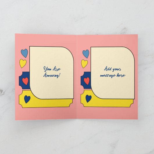 ゴージャスな妻のコーラルブルーの誕生日 カード (内部)