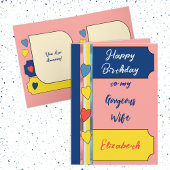 ゴージャスな妻のコーラルブルーの誕生日 カード