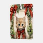 ゴージャスな子猫のクリスマス メタルオーナメント (正面左)