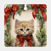 ゴージャスな子猫のクリスマス メタルオーナメント (正面)