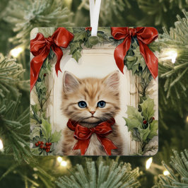 ゴージャスな子猫のクリスマス メタルオーナメント