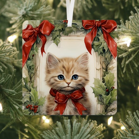 ゴージャスな子猫のクリスマス メタルオーナメント (インサイチュ)