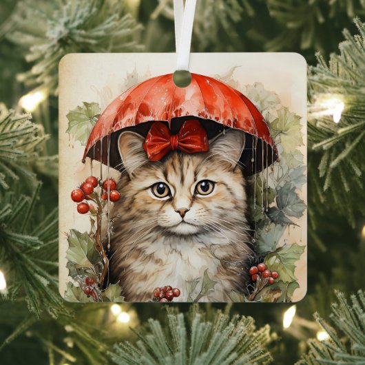 ゴージャスな子猫のクリスマス メタルオーナメント (インサイチュ)