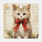 ゴージャスな子猫のクリスマス メタルオーナメント (正面)