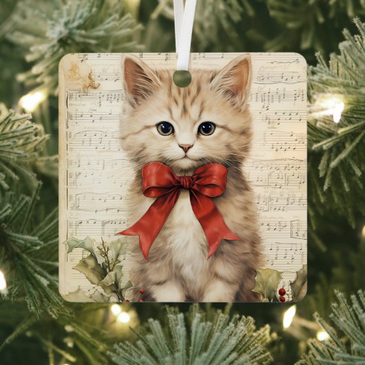 ゴージャスな子猫のクリスマス メタルオーナメント (インサイチュ)