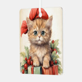ゴージャスな子猫のクリスマス メタルオーナメント (正面左)