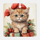 ゴージャスな子猫のクリスマス メタルオーナメント (正面)