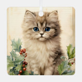 ゴージャスな子猫のクリスマス メタルオーナメント (正面)